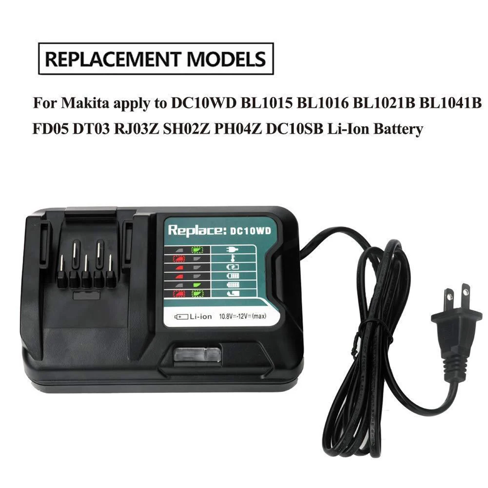 New Charger Replace for Makitas 10.8V 12V DC10WD BL1016 BL1021B BL1041B FD05 US Plug