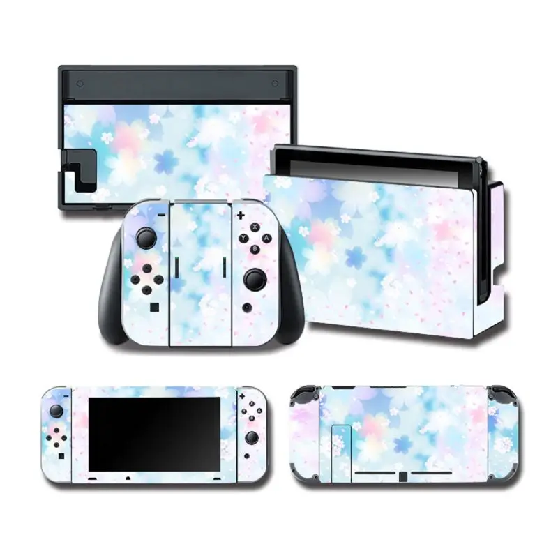 Full Body Cover Pelindung Kulit Warna-warni Stiker Seni Decals untuk NS Switch Konsol Permainan Joy-Con Controller Dekorasi 1set