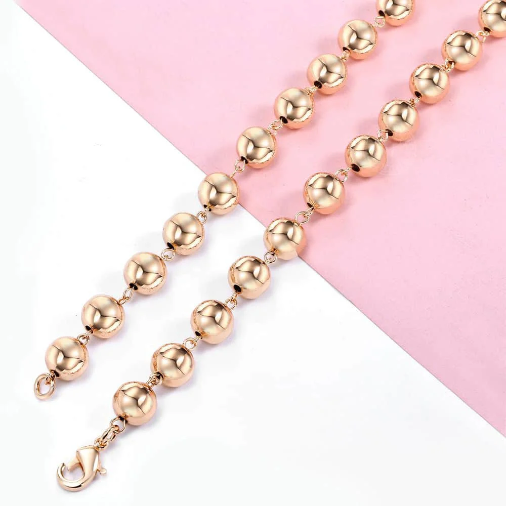 Womens Necklace Fashion Jewelry Foxtail Snail Weaving Hammered Link Chain 585 Rose Gold Color Necklace for Women 50/60cm LCN01