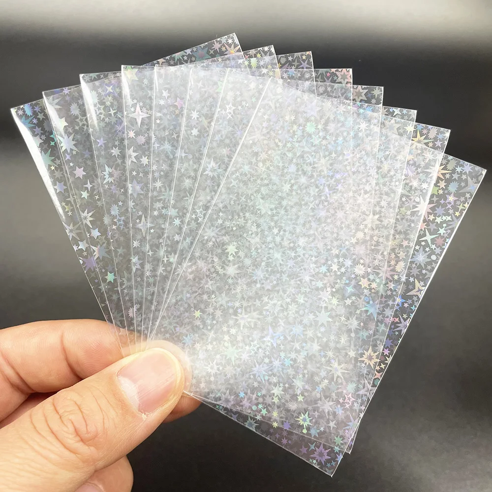 100pcs/lot Cards Transparent Laser Clear Sleeves Foil YGO MTG Korea Idol Photo Holographic Protector Trading Cards Shield Cover