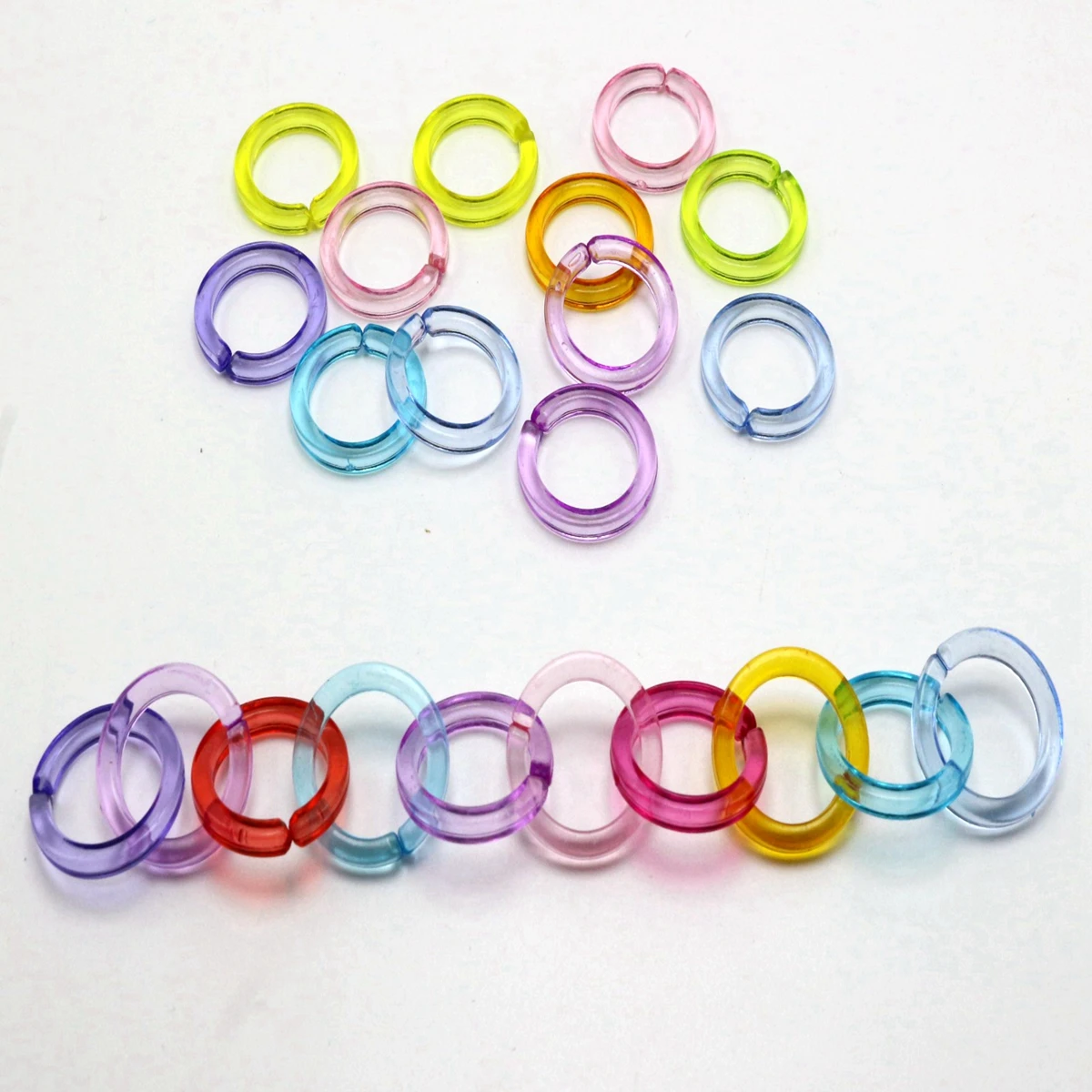 50 Mixed Transparent Color Acrylic Round Linking Rings Open Chain Beads 25mm Connector For Necklace Bracelet