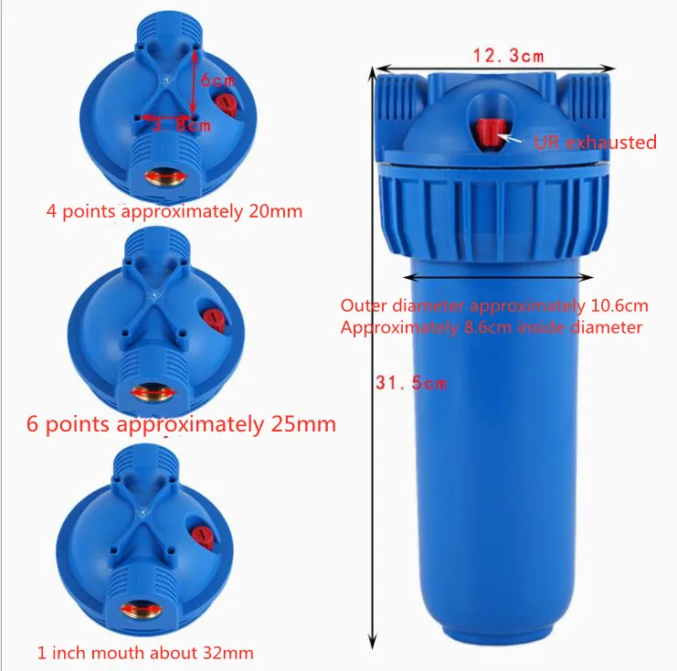 10 inch transparent European style Italian bottle household water purifier front high pressure washer pre filter