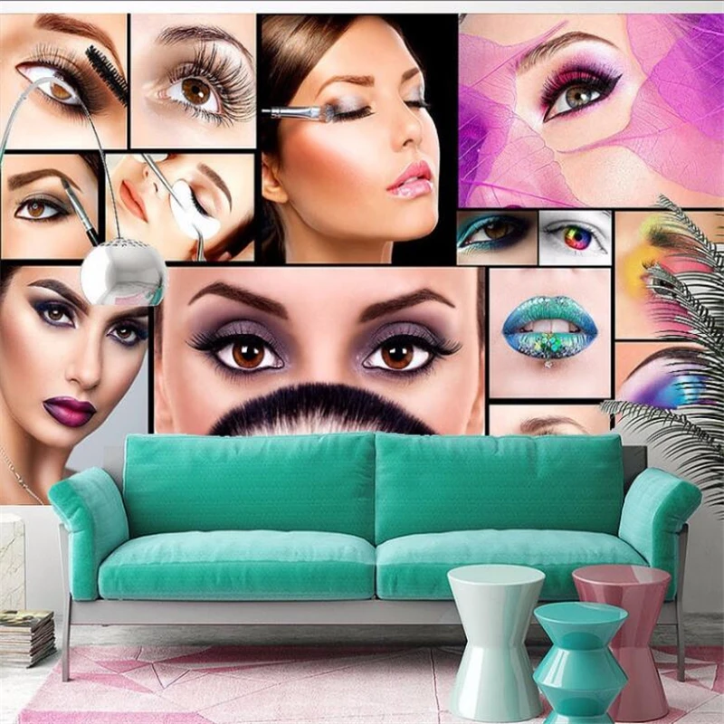 Custom photo wallpaper 3D murals make-up TV background wall eye makeup image Living room bedroom Beauty salon 3d papel de parede