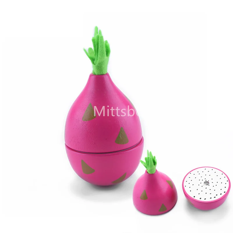 Simulation Magnetic Montessori Fruit Play House Strawberry Watermelon Banana Durian Seasoning Baking Toy Wooden Educational Toys