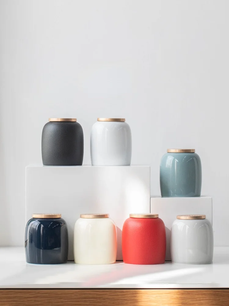 

Однотонная керамическая герметичная банка для хранения, дорожная портативная чайная банка, Мини Милая банка для конфет, бутылка, пищевой контейнер, украшение для дома