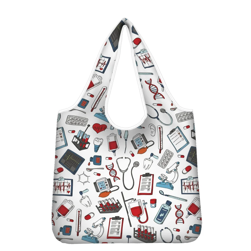 

Hycool Cartoon Nurse Pill Print Women Bags Large Capacity Cartoon Vintage Shopping Bag Funny Women's Shoulder Bags Kawaii Girls