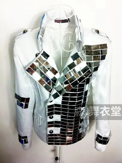 Bar nightclub male singer ds futuristic palace mirror white suit costume carnival party