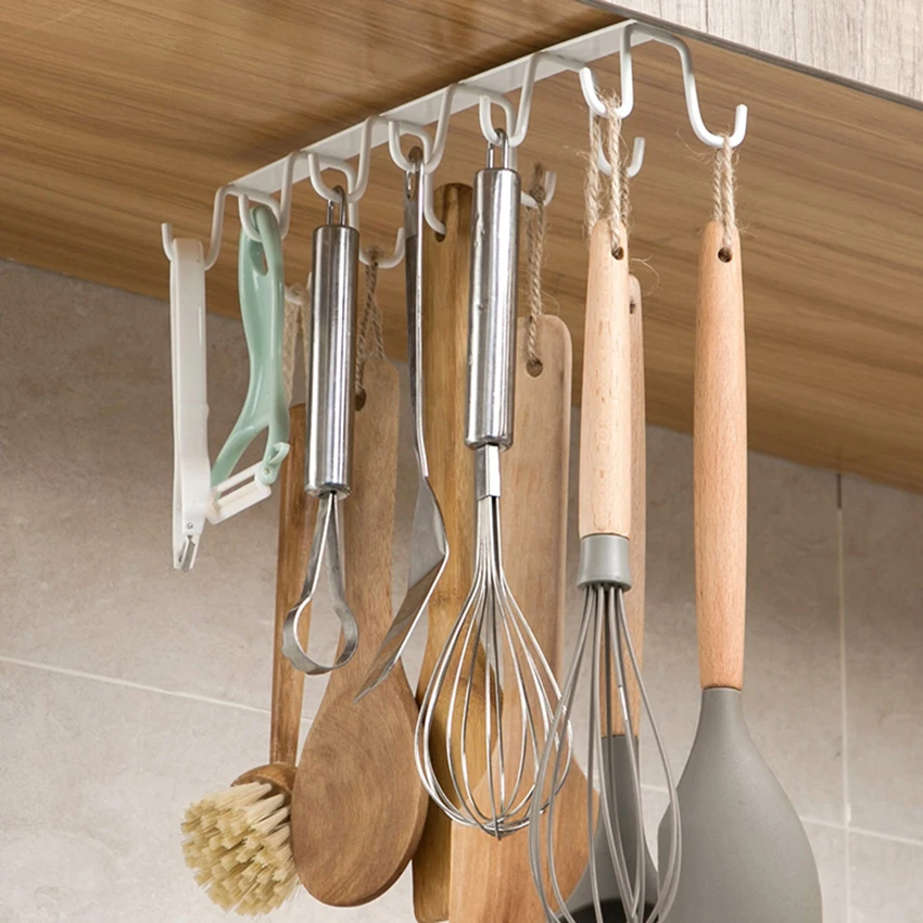 Mug Cups Wine Glasses Storage Hooks Kitchen Utensil Ties Belt and Scarf Organizer Hanging Hook Rack Holder Under Cabinet Closet