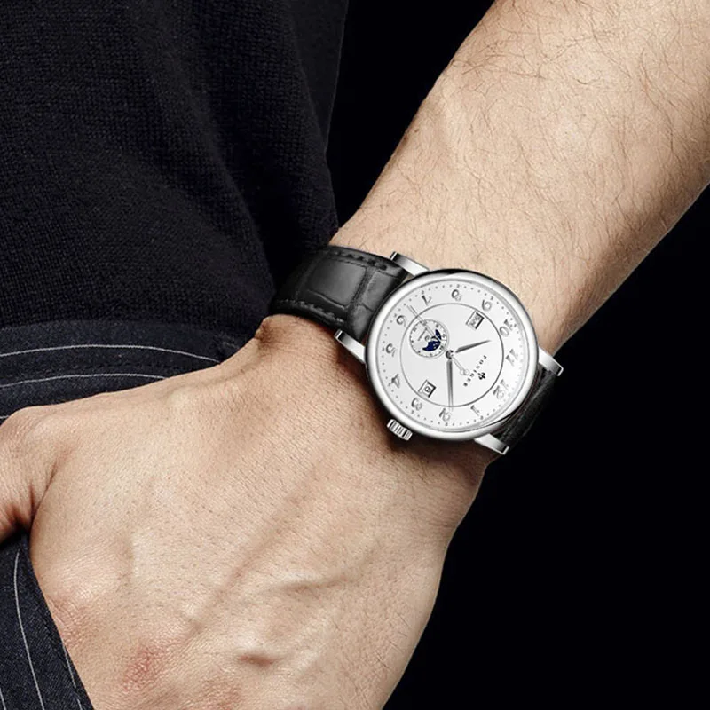 PONIGER Luxury Seagull 1653 Movement Automatic Mechanical Watches Men Sapphire Glass Waterproof Watch Date Week Watches