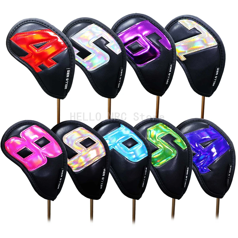 Golf iron Headcovers 9pcs (4,5,6,7,8,9,P,S,A) Exquisite PU Thick PU Leather Golf Iron Head Covers