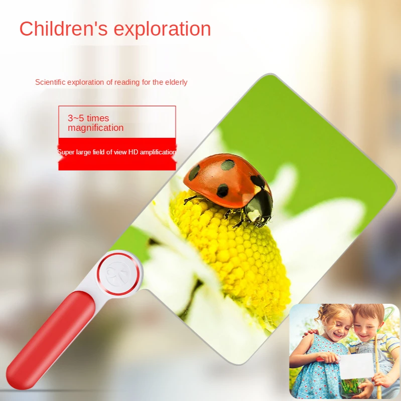 Handheld Folding Frameless Magnifying Glass 3X-5X Square Magnifying Glass for Children and The Elderly Fresnel Magnifying Glass