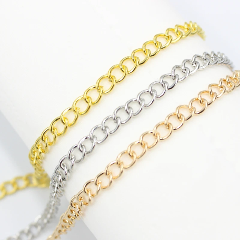 2m/lot 2.5/3.5/4.5mm Gold Metal Chain For DIY Needlework Bags Necklace Jewelry Making Materials Supplies Accessories Women Men