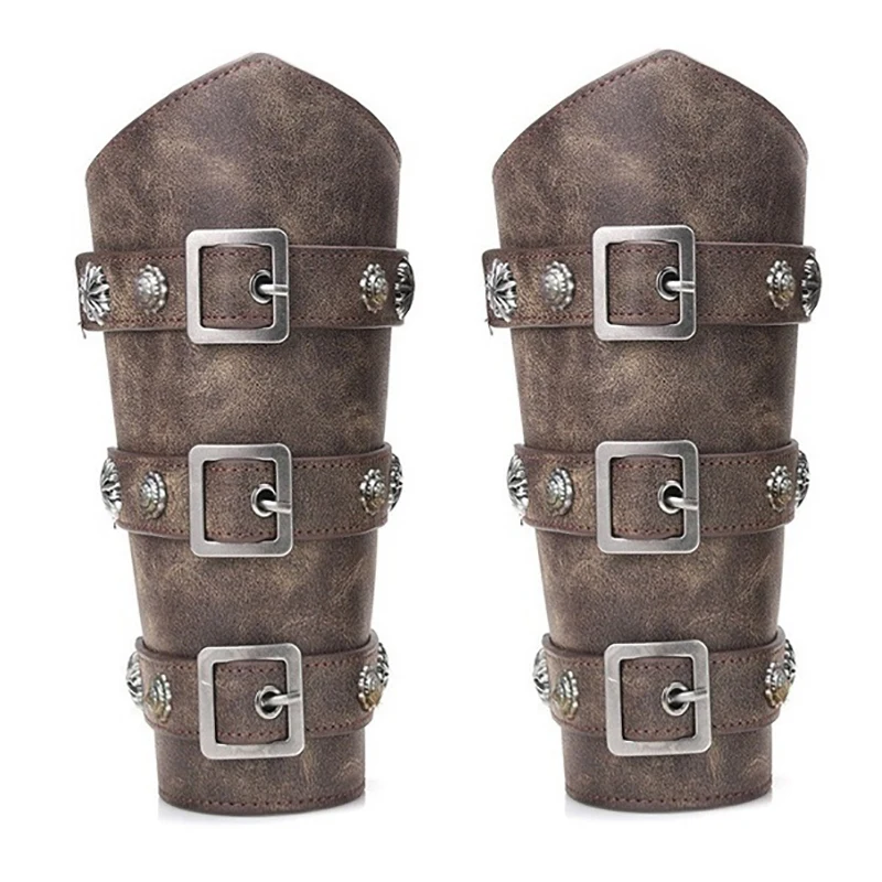 2pc Medieval Armor Handschuhe Breite Manschetten Armbänder Männer Steampunk Krieger Gauntlet Renaissance Ritter Templer Retro Leder Armband