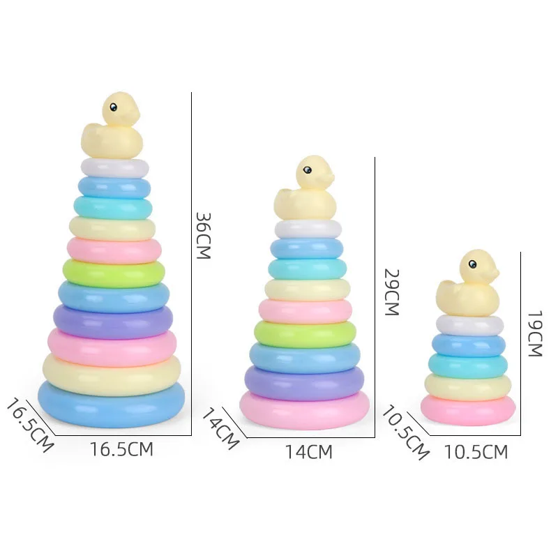 Montessori Rainbow Color Stacking Rings Pyramid Tower Stacking Circle Toys Bath Tub Early Educational Develop Toys Kids Gift