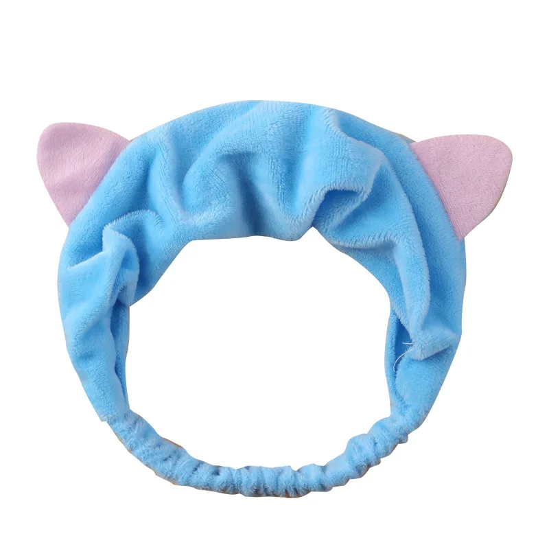 New Cute Elastic Cat Ears Cotton Soft Headbands for Women Girls Face Washing Makeup Tool Headwear Hair Accessories for Women