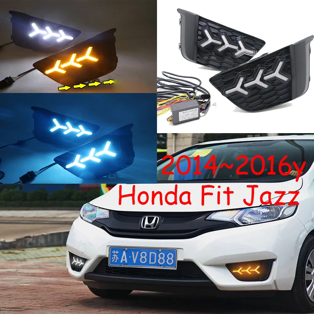 

Dynamic car bumper headlight Fit Jazz daytime light solaris 2014~2016y DRL car accessories LED headlamp Fit Jazz fog light