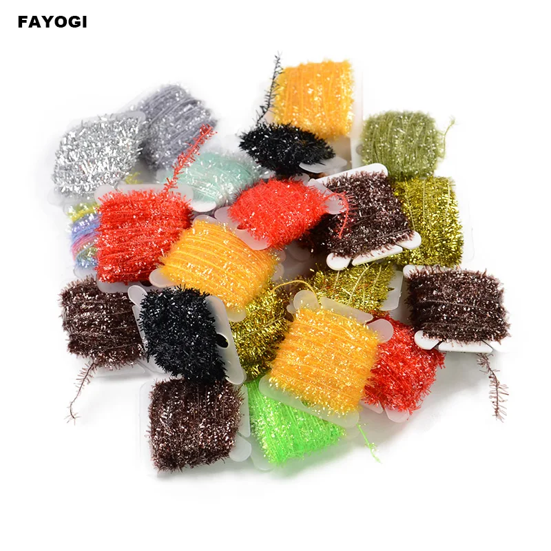 5 kart/zestaw losowe 5 kolorów (50m) Fly Fishing Tinsel Chenille Crystal Flash zestaw kabli do wiązanie muchowe Streamer DIY muchy latające