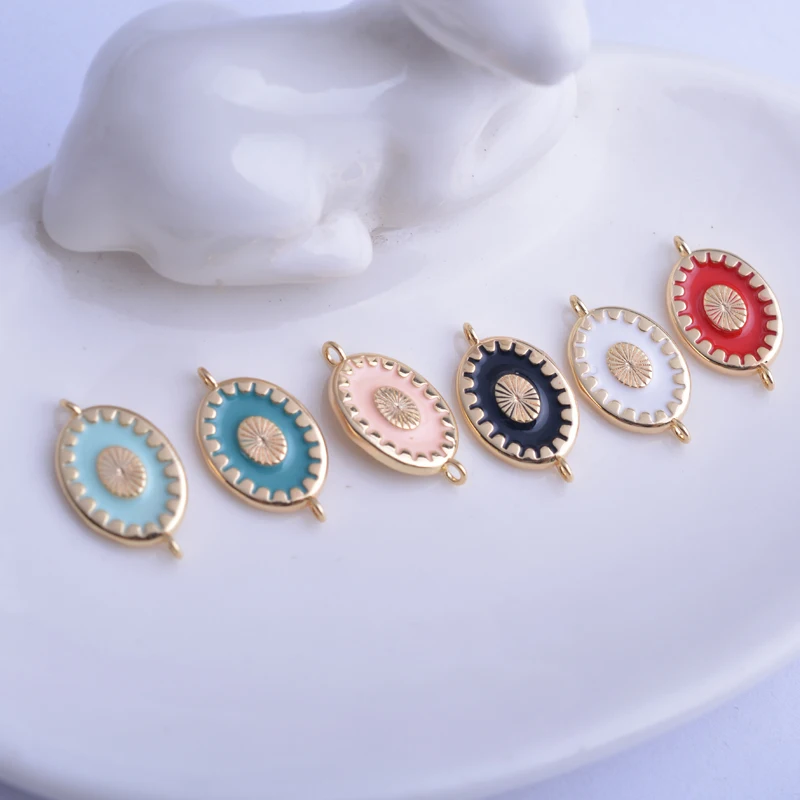 12 Stück 9*17mm Hochwertige Goldfarbene Verbindungsstücke aus emailliertem Kupfer in Ellipsenform für die Herstellung von DIY-Schmuck, Armbändern und Ohrringen – Detail 3