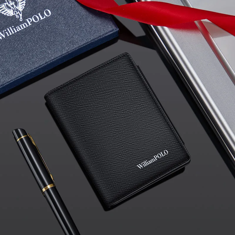 WILLIAMPOLO Men's Wallet Case For Cards Small Luxury Brand Coin Purse RFID Smart Wallet Business Card Holder For Traveling