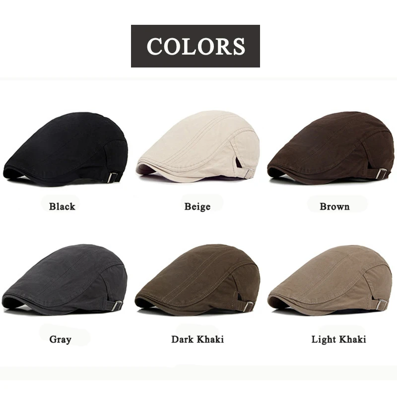 Gorros de boina informales para hombre y mujer, gorro liso hacia adelante, boina de algodón lavada, gorras planas con visera para primavera y