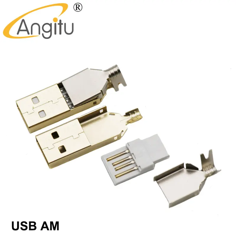 Angitu لتقوم بها بنفسك USB AM ، USB C/نوع C ، ميركو 5p ، مصغرة 5P المقبس التوصيل مطلية بالذهب ل لوحة المفاتيح USB كابل 5/10 قطعة/الوحدة