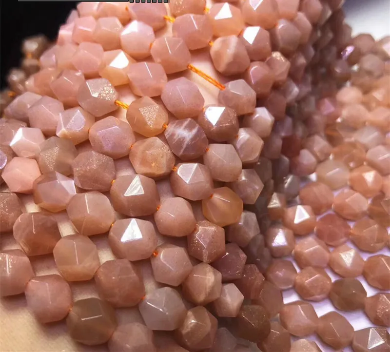 pink Sunstone SQUARE faceted 9-10mm  14inch for DIY jewelry making FPPJ wholesale loose beads nature