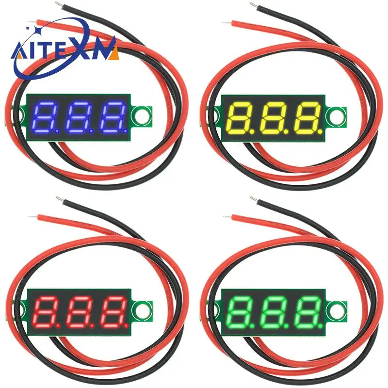 0.28 Inch 2 wires 3 wires 2.5V-40V Mini Digital Voltmeter Voltage Tester Meter Red/Blue/yellow/green LED Screen meter