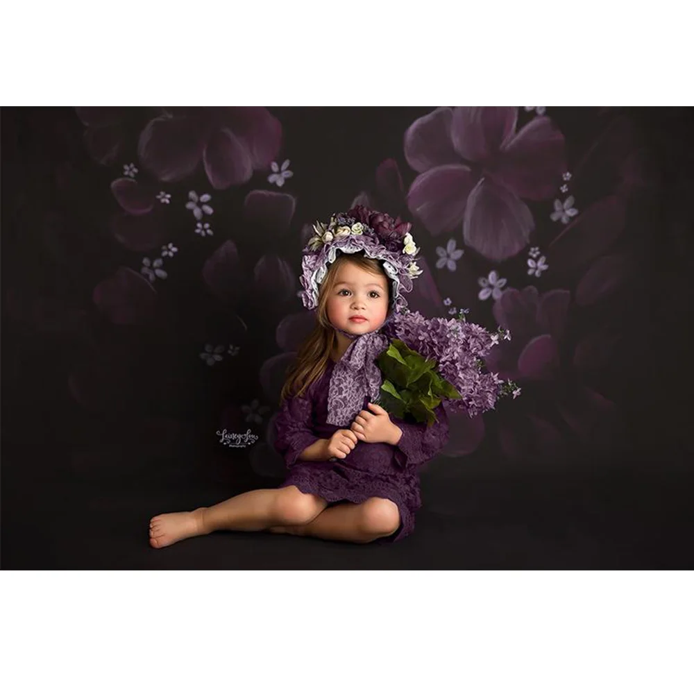 Purple Flowers Newborn Children Portrait Photography Backdrop Photo Studio Floral Texture Pregnant Woman Baby Shower Photocall