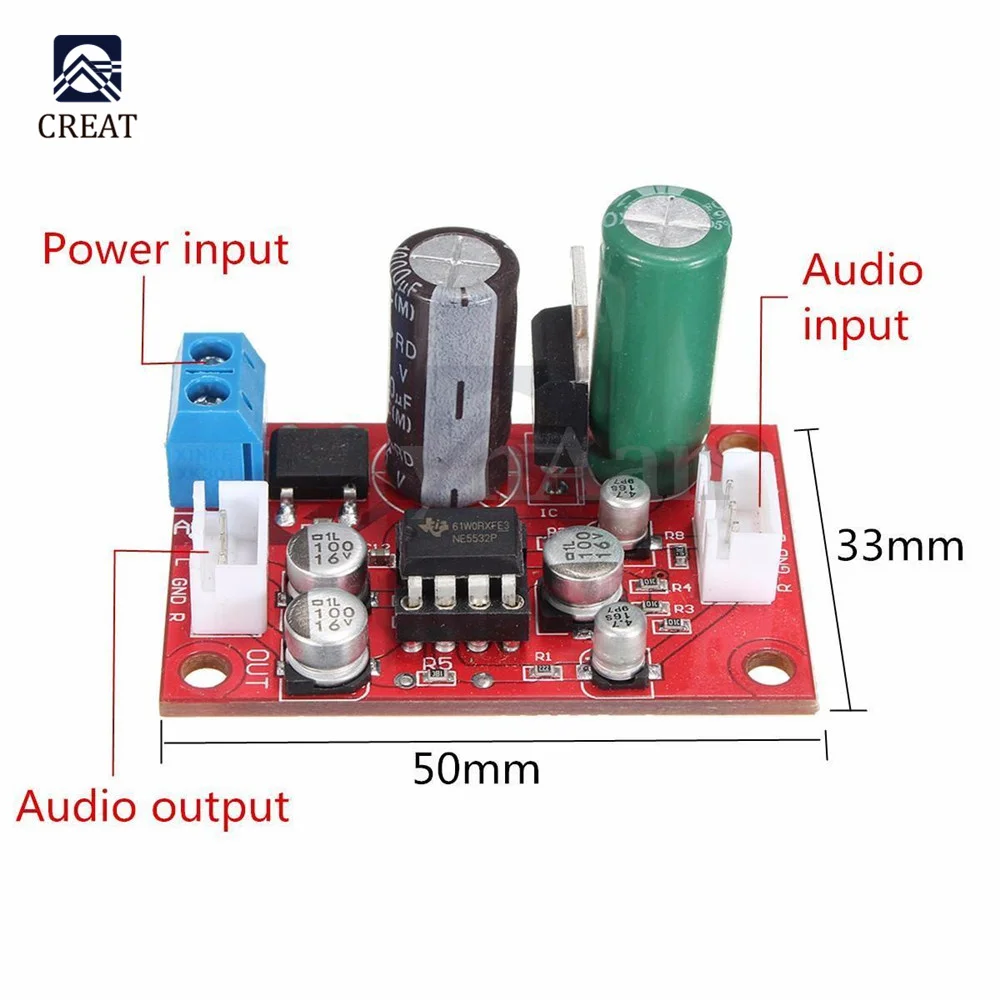 Rectifier Bridge NE5532 Audio OP AMP Microphone Preamps Pre-Amplifier Pre Amplifier Board IC Socket DC 9-24V AC 8-16V DIY KIT