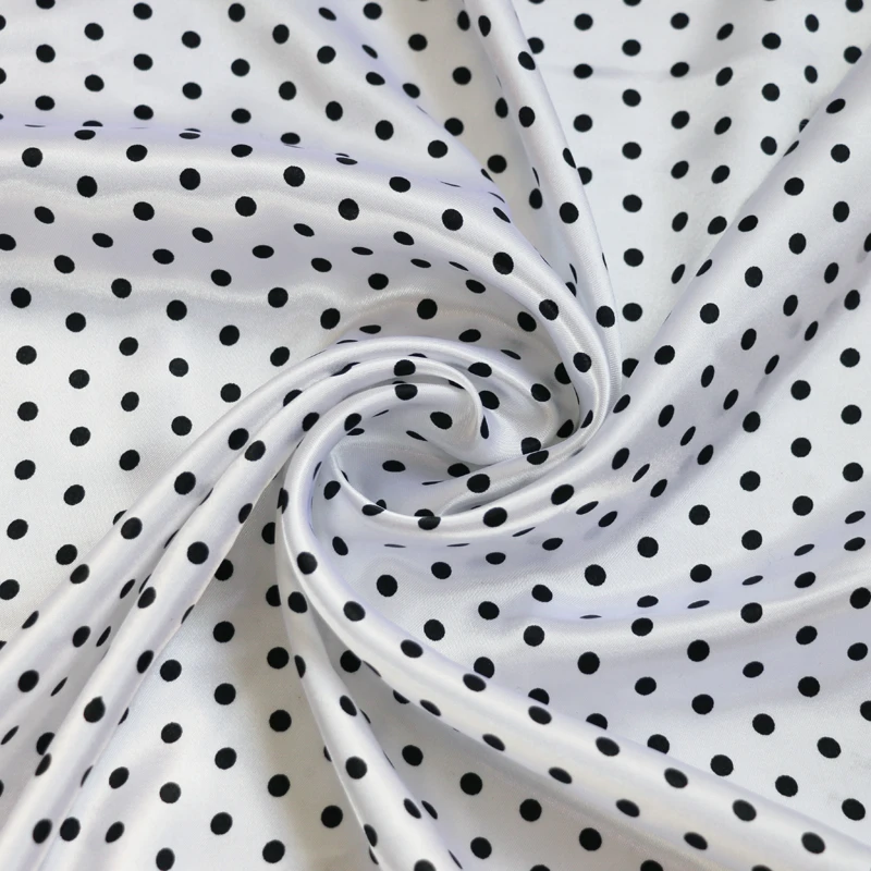 By Meter Cute Polka Dots Material Satin Charmeuse Soft Coat Lining Scarf Diy Fabric Clothing Sewing Background Accessories