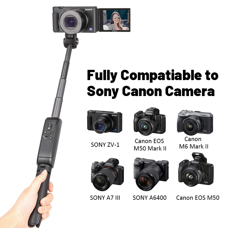 Ulanzi Wireless Bluetooth Selfie Stick Tripod for Sony ZVE-10 A7 III A6600 CANON Camera Extendable Grip Tripod Camera Zoom Video