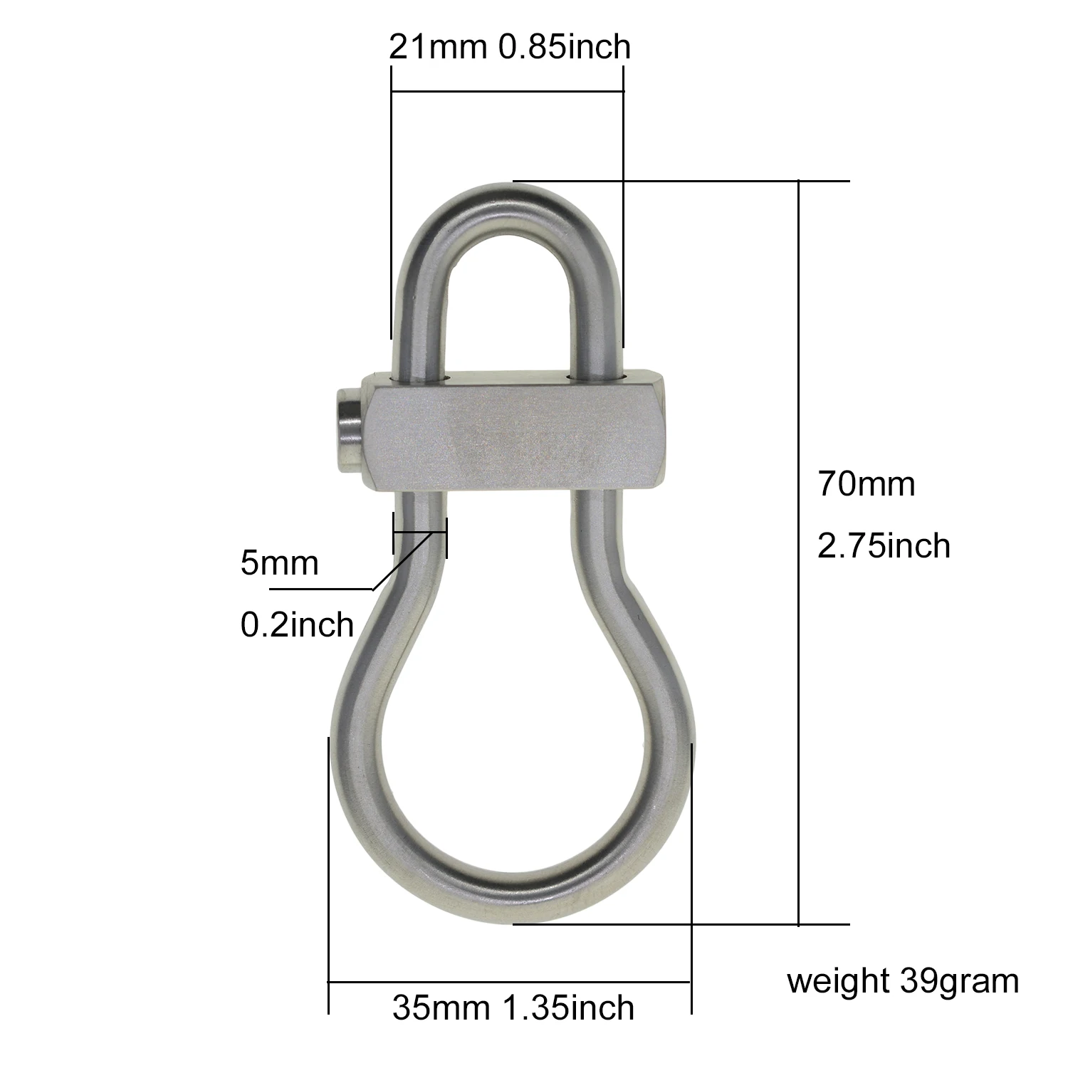 Heavy duty Solid 304  Matte stainless steel Oval bulb spring snap Locking clip lock Carabiner keychains FOB dog leash connector