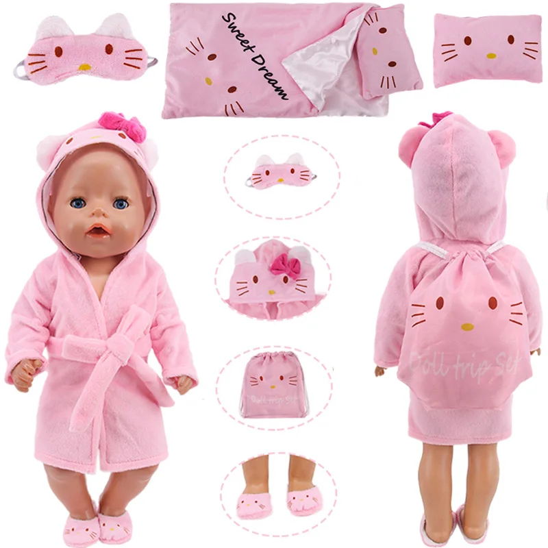 

6Pcs Doll Baby Clothes Kitty Kitten Unicorn Cat Rabbit Fox Cartoon Pajamas Suits Fit 18 Inch American&43cm Reborn New Born Doll