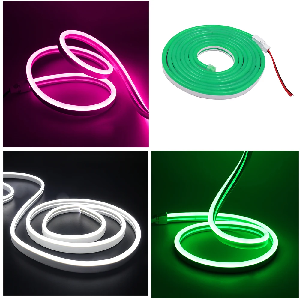 LED Neon Strip Lights 12V Waterproof Flexible Neon Strip SMD 2835 120LEDs/m 6mm Narrow Silicone Tube Bar LED Tape Ribbon 8 Color