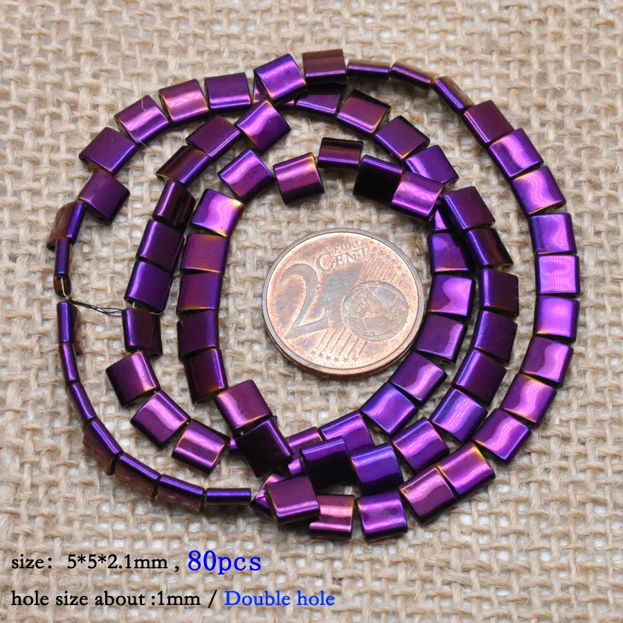Natürliche Stein Perlen Matte Bunte Mineral Zwei Löcher Hämatit Perlen Quadratische Spacer Perlen Für Schmuck Machen Geschenk DIY Armbänder