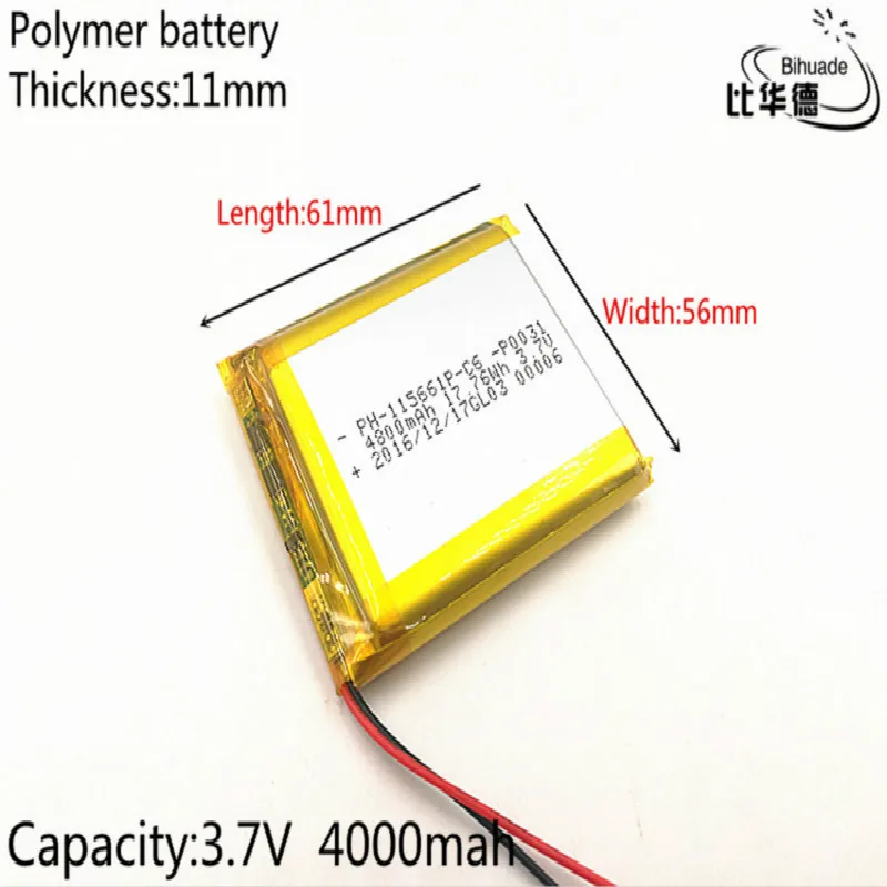 3 7V lithium polymer battery 115661 4000MAH Tablet PC navigation mobile power GIY