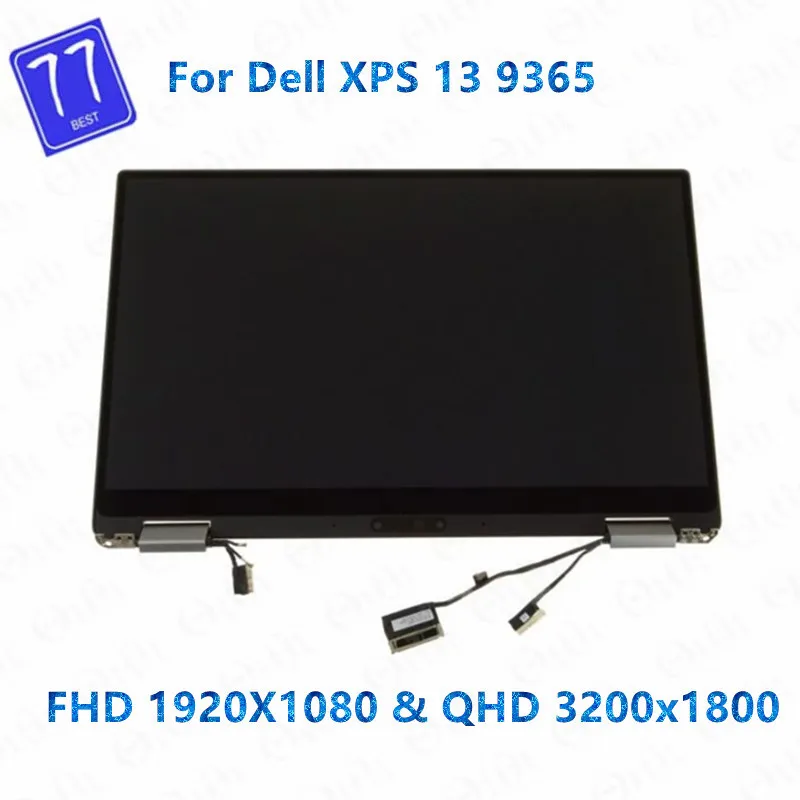 Original 13.3 inch For Dell XPS 13 9365 P71G P71G001 LCD Touch Screen Display FHD QHD+ Touch Digitizer Full Assembly With Hings