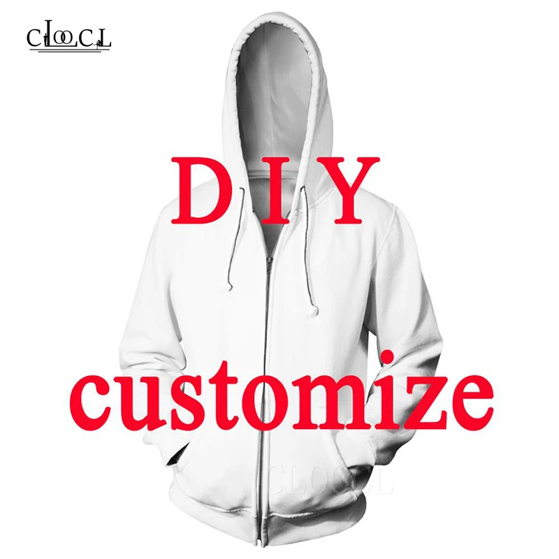 DIY Customer Design Zipper Hoodies Men/Women Own Picture/Star/Anime/Cartoon/Animal/Comic 3D Printed Harajuku DIY Zip Hoodie Tops