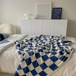 Nordic Soft Checkerboard Woven Blanket Single Sofa Cover Blanket Thin Nap Blanket Geometric Home Decoration Shawl