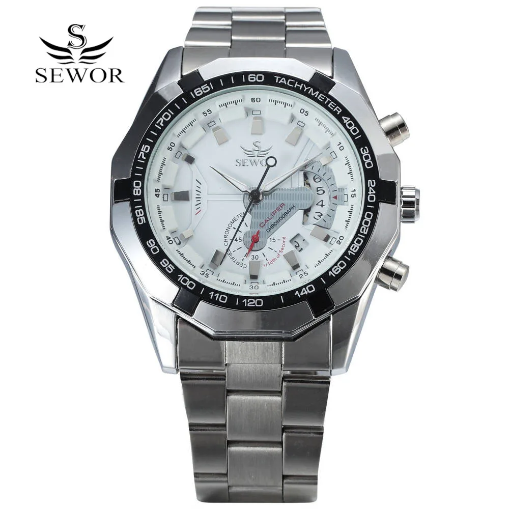 SEWOR Men Watch Luxury Stainless Steel Automatic Mechanical Watches Men\'s Military Sports Watches Man Watch relogio masculino