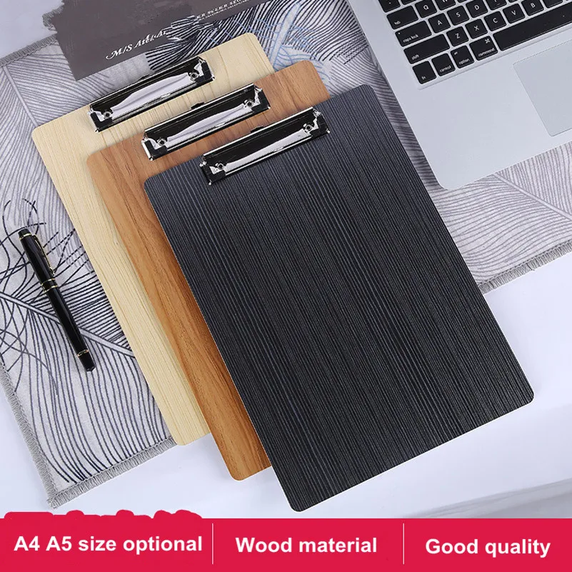 A5 Clipboard Writing Pad File/Wooden File Clip Board Portable Menu Clipboard With Plate Clip Office/School Supplies