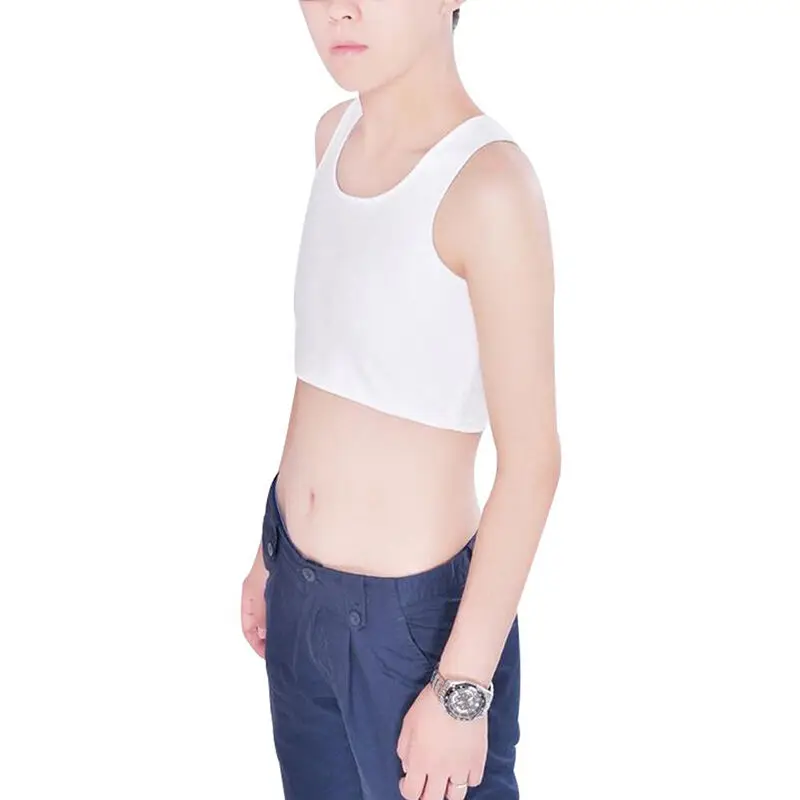 Casual  Les Lesbian Breathable Buckle Short Chest Breast Binder Trans Vest Tops