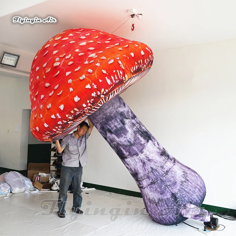 

Personalized Plant Replica Balloon 3m Giant Red Inflatable Mushroom With A Domed Cap For Music Festival And Concert Decoration