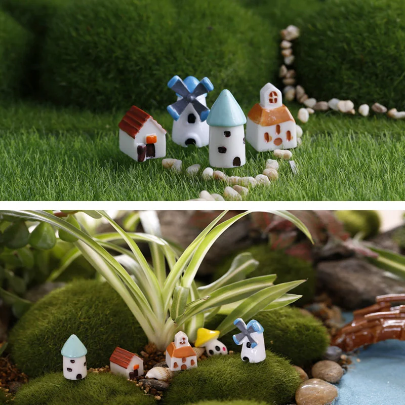 Pool Tower House Fence Figurine Micro Landscape Home Decor Miniature Fairy Garden Ornaments Decoration Accessories Modern Figure