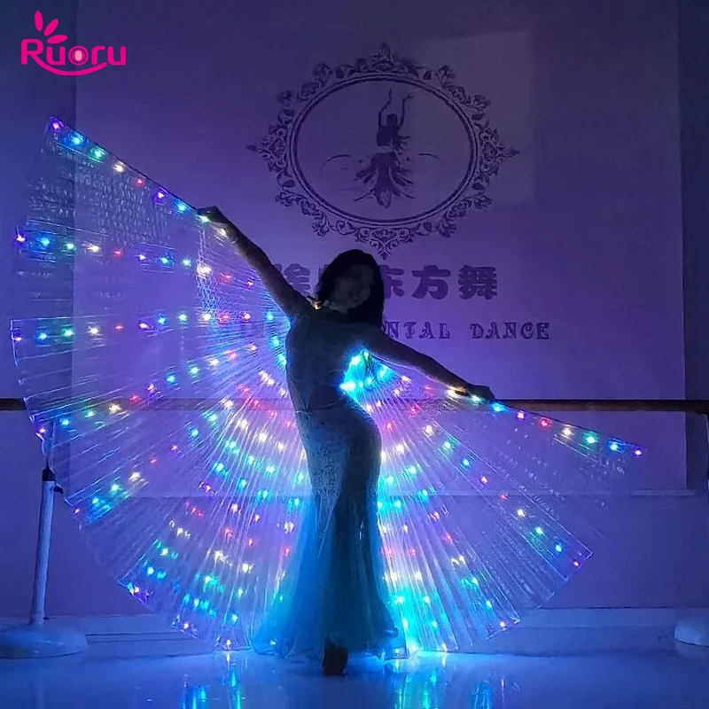 Ruoru Belly Dance LED Wings Adult Women Performance Fluorescent Butterfly Isis Wings Bellydance Carnival Led Costumes Shows