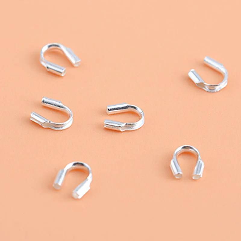 Genuine Real Pure Solid 925 Sterling Silver U Shape Clasps Connector Wire Protector Wire Guard End Buckle DIY Jewelry Making