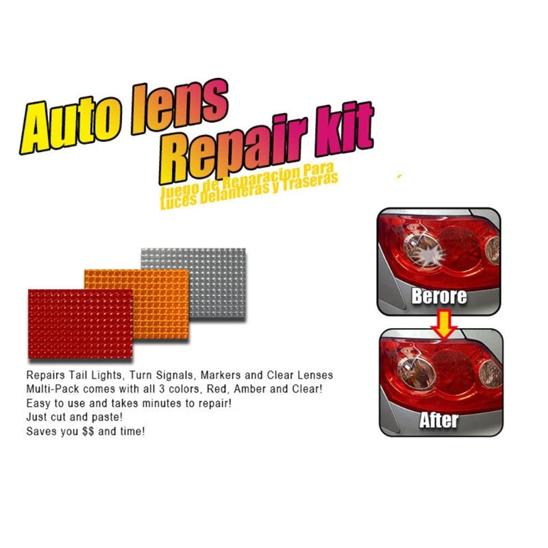 

Car Glass Repair Kit Grid Pattern Headlights Turn Signal Taillight Auto Light Tool Set Crack Repair Film Polishing