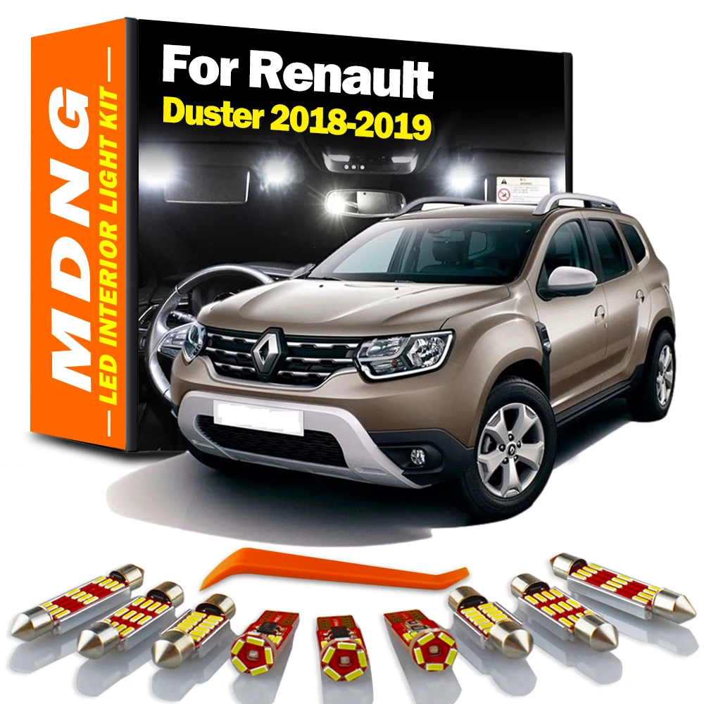 MDNG 7Pcs Canbus For Renault Duster 2018 2019 Vehicle LED Interior Dome Map Reading Trunk Light Kit No Error Car Bulbs