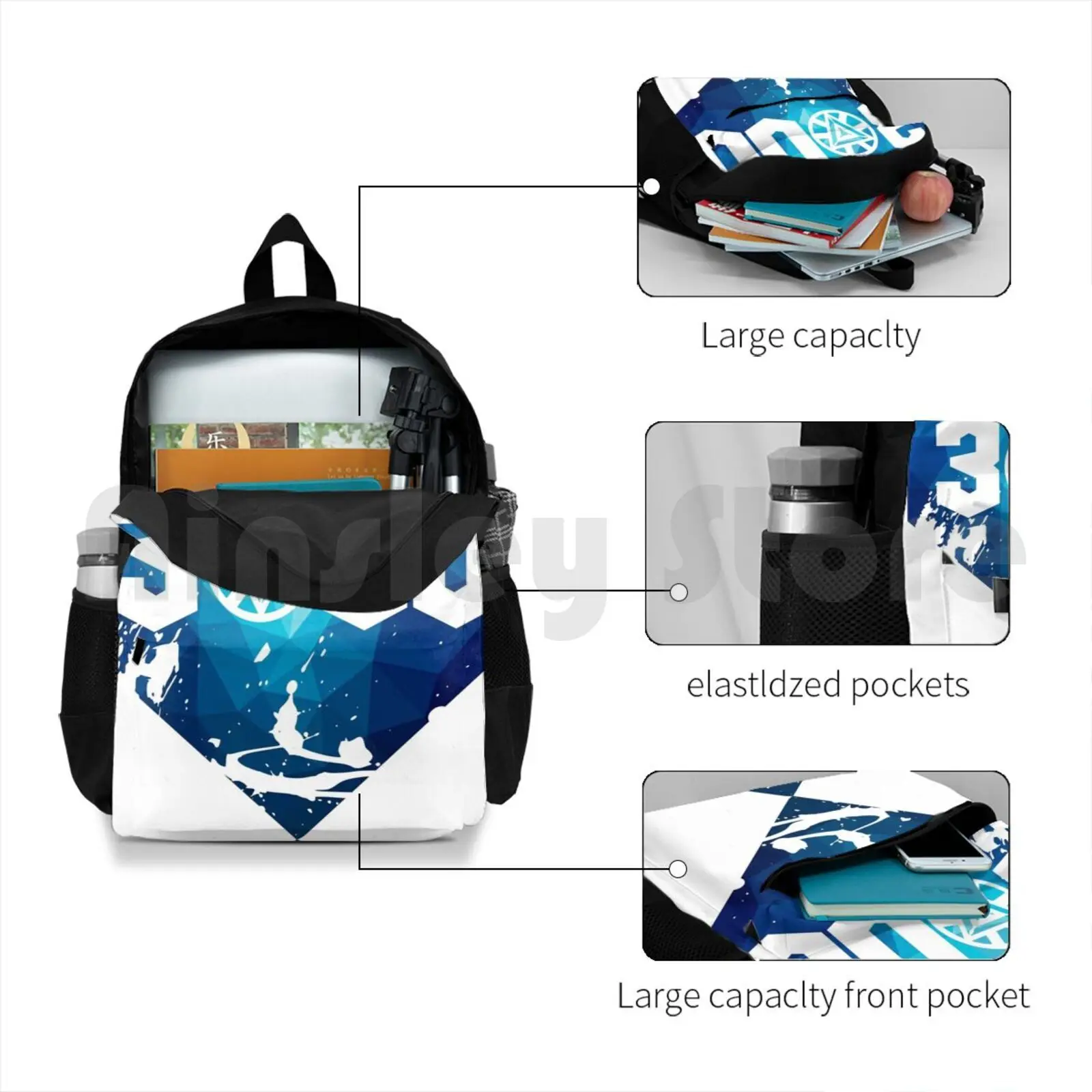 3000 Outdoor Hiking Backpack Riding Climbing Sports Bag Avenge Infinity Man Captain Hammer Shield Superheroes Comics Superhero