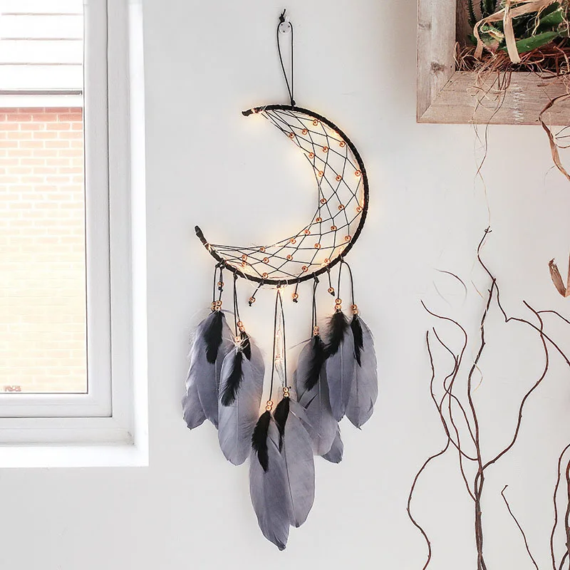 

New Black Moon Woven Dream Catcher Ornaments Wind Chimes Wall Hang Ornaments Home Decor Birthday Gifts